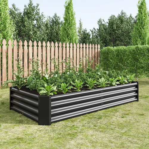Miniatura 10 de Cama de jardín elevada galvanizada para verduras, jardineras elevadas al aire libre, camas de jardín elevadas de metal, kit de acero para verduras