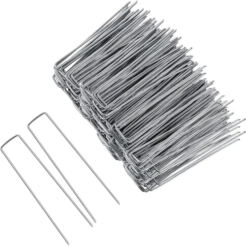 Miniatura 10 de FEED GARDEN Paquete de 25 grapas galvanizadas de 6 pulgadas, calibre 11, estacas de jardín antioxidantes, pasadores SOD, estacas de patio