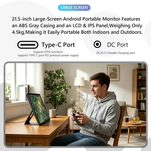 Miniatura 7 de OFD P02-Tableta de TV portátil de 21.5 pulgadas, pantalla táctil, monitor inteligente 1080P, Android 15,6+128GB ROM, TV portátil al aire libre