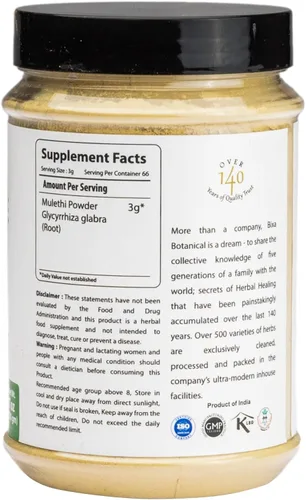 Miniatura 2 de bixa BOTANICAL Polvo de raíz de regaliz 7 onzas Suplemento de hierbas ayurvédicas Sin gluten, sin OMG, tratado al vapor, vegano, 100% puro.