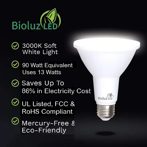 Miniatura 3 de Bioluz LED Paquete de 4 Bombillas LED PAR38 Equivalente a 90W Usando 13W 3000K Blanco Suave 1050 Lúmenes Base E26 Bombillas de Luz de Inundación
