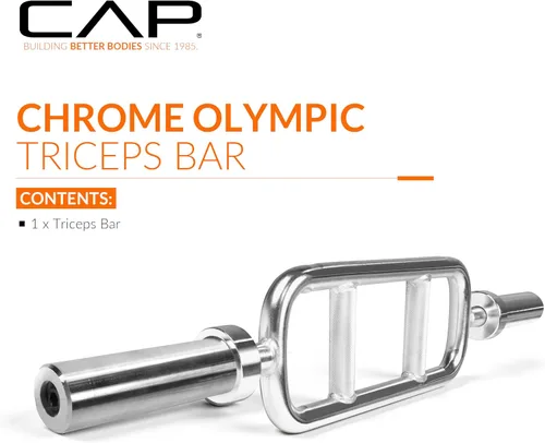 Miniatura 2 de CAP Barbell Barra olímpica para tríceps de 34 pulgadas, cromada (OBIS-34S)