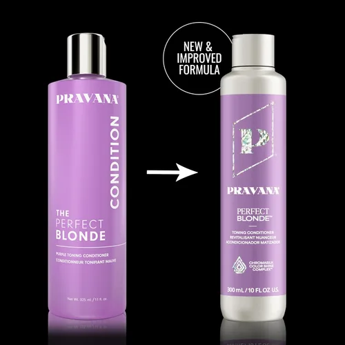 Miniatura 10 de PRAVANA The Perfect Blonde Purple Toning Conditioner Neutralizes Brassy, Yellow Tones For Color Treated Hair Chromasilk Enhances Shine &