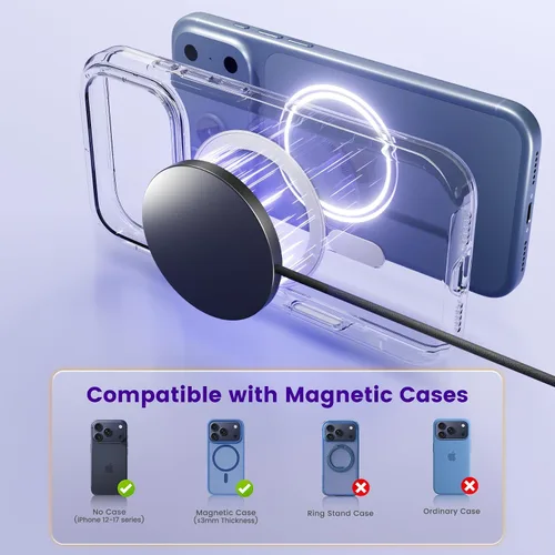Miniatura 6 de Paquete de 2 cargadores inalámbricos magnéticos de 15 W: almohadilla de carga rápida para iPhone Air 17 16 15 14 13 12 Pro Max, Samsung Galaxy S26