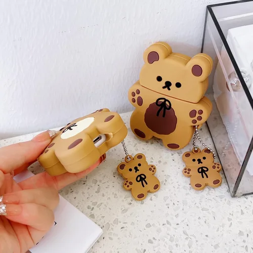 Miniatura 6 de Funda 3D 3D de pato+pollito para Airpods 2/1, funda 3D de dibujos animados para mujeres y niñas, elegante, elegante, encantadora, con forma de pato
