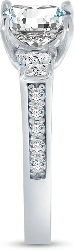 Miniatura 5 de Anillo de compromiso de plata esterlina 925 con 3 circonias cúbicas - corte princesa con piedras laterales
