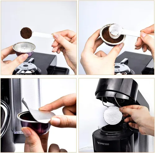 Miniatura 8 de CAPMESSO Láminas de aluminio para reutilizar cápsulas Vertuoline, tapas compatibles con la máquina de cápsulas de café Nespresso VertuoLine, 64 mm