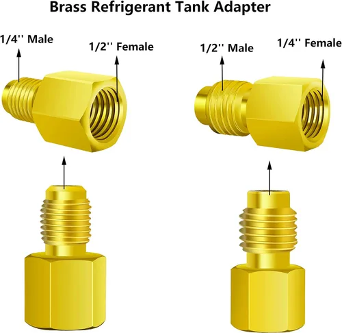Miniatura 6 de R410A - Mini adaptadores divididos, adaptador de manguera de refrigerante R410a, convertidor de latón, kit de conectores de adaptador de línea