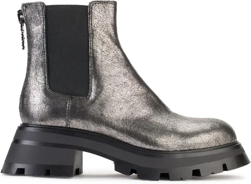 Miniatura 5 de DKNY Botas de combate de cuero liso metálico para mujer