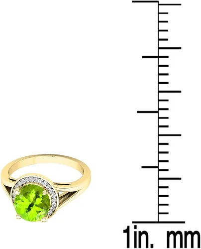 Miniatura 98 de Dazzlingrock Collection Anillo de compromiso redondo de 0.276 in con halo de diamante blanco y vástago dividido para ella en oro macizo de 14