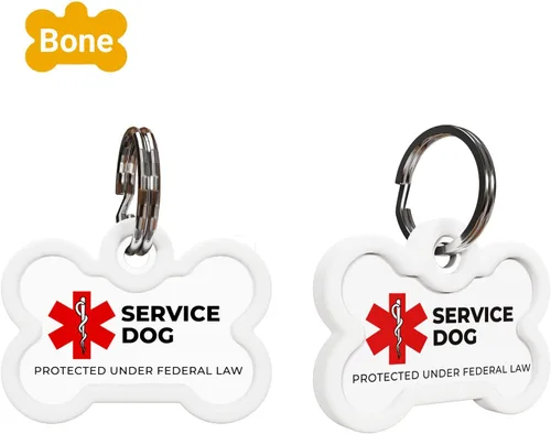 Miniatura 2 de Etiqueta para mascotas con código QR - ID de perro de servicio, ESA, etiquetas de nombre de apoyo emocional (hueso)