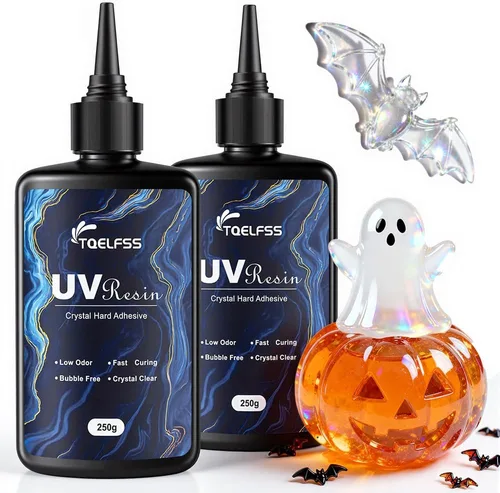 Miniatura 9 de 300g de resina UV, transparente cristalina, resina epoxi de curado UV duro, fórmula mejorada, inodora, kit de pegamento activado por energía solar