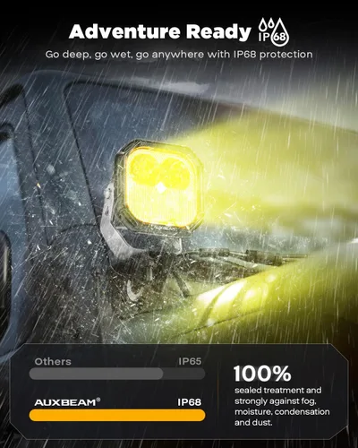 Miniatura 7 de Auxbeam Color Play Series - Luces LED Pod DRL Ámbar de 3" 100W Combo Spot Flood de Doble Color Señal de Giro Lámpara de Conducción Antiniebla Cubo