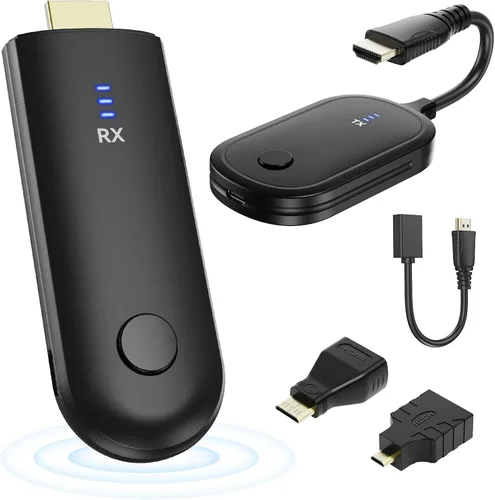 Transmisor y receptor HDMI inalámbrico 4K, extensor de 165 pies/50 M, adaptador de banda dual de 2.4G/5G, entrada de decodificación 4K salida 2160P,