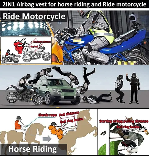 Miniatura 4 de Chaleco de airbag para motocicleta para hombres y mujeres, chaqueta de equitación con airbag de motocross con tira reflectante, airbag para moto