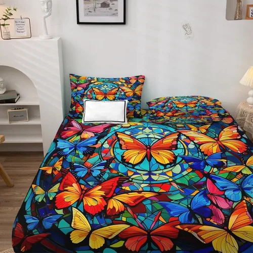 Miniatura 3 de Sábanas de mariposa tamaño California King – Sábanas de microfibra suave y bolsillo profundo, sábanas y fundas de almohada sin arrugas, 1 sábana