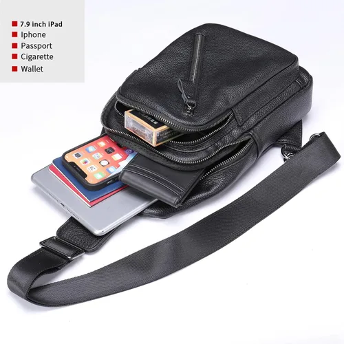 Miniatura 42 de LUKZIJAES Bolso bandolera de cuero genuino para hombre