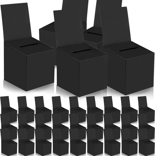 Paquete de 30 cajas de sugerencias para rifas con ranura, cajas de cartón de 6 x 6 x 6 pulgadas con ranura para boletos y cabecera extraíble para