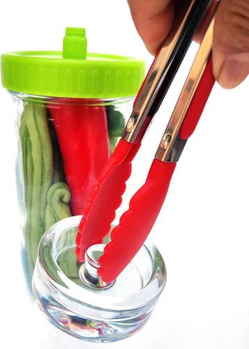 Miniatura 4 de Kit de fermentación de tarro Mason para tarro Mason de boca ancha con 4 pesos de vidrio y 4 tapas de fermentador, tarros no incluidos (sin libra)