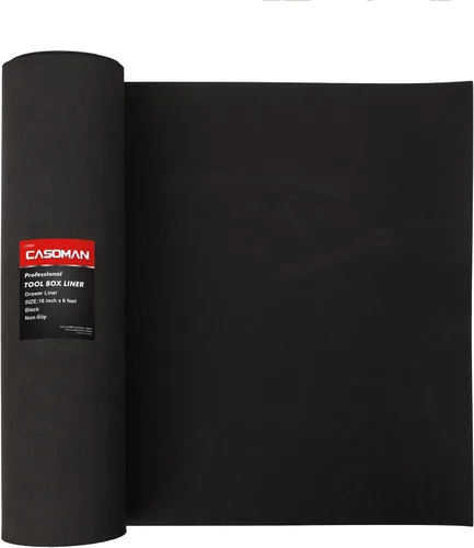 CASOMAN Forro profesional para caja de herramientas y revestimiento de cajón, 16 pulgadas de ancho x 6 pies de largo, antideslizante, color negro