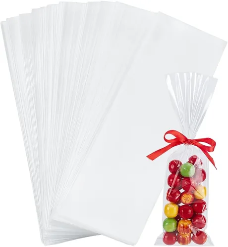 PH PandaHall Bolsas de golosinas de 3 x 9 pulgadas, 200 bolsas transparentes para galletas, bolsas de celofondo con sellado térmico, bolsas largas
