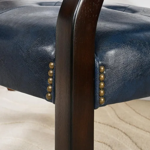 Miniatura 7 de Sillas de comedor con tapizados y brazos, silla de escritorio de oficina con remaches de metal. Sillas de capitán de jefe de PU, taburetes