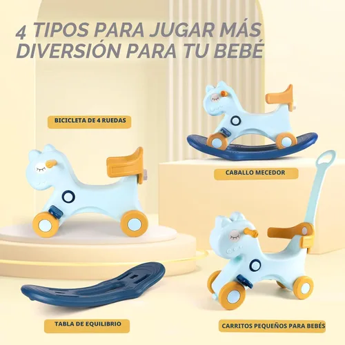 Miniatura 2 de Caballo mecedor 4 en 1 para niños pequeños de 1 a 3 años, juguete mecedor para bebé, divertido regalo de cumpleaños para niños de 1+ años, juguete