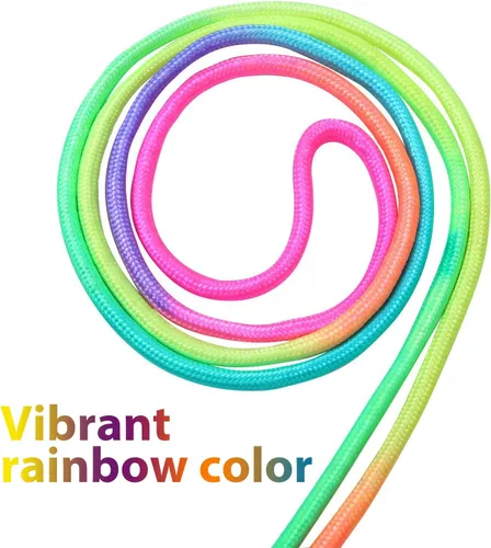 Miniatura 3 de Elcoho Juego de 6 cuerdas de salto de arco iris, cuerdas de saltar para educación física