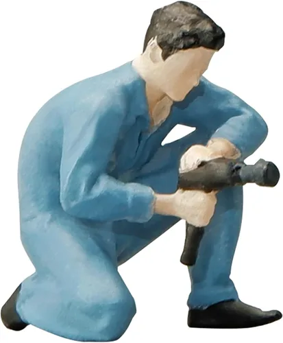 kivcmds Figura de personas plásticas arquitectónicas de trenes a escala 1:64, hombre de fotografía en cuclillas, marrón