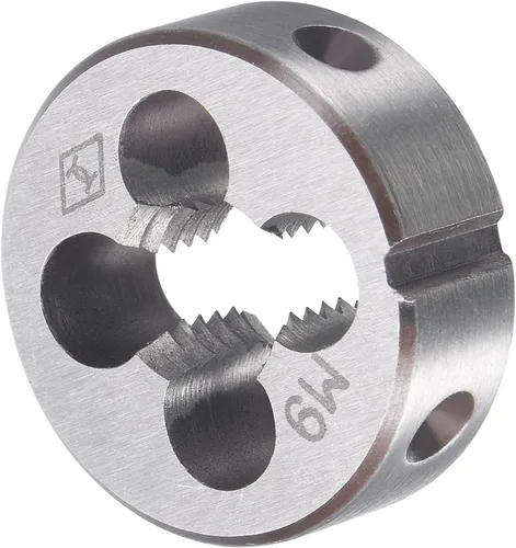 Miniatura 4 de uxcell M9 x 0.049 in Juego de llaves métricas y troqueladoras, rosca de máquina con troquel de roscado redondo, kit de grifo y troquelado