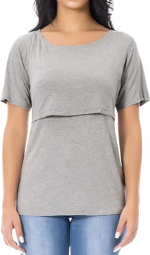 Miniatura 6 de Smallshow - Camisetas de mujer para maternidad, manga corta prendas de lactancia
