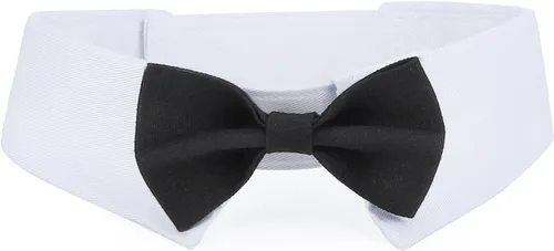 Miniatura 29 de Collar de esmoquin con moño para perro Segarty - Corbatín negro con corbata de cuello ajustable y hecha a mano en blanco para gatos y perros machos