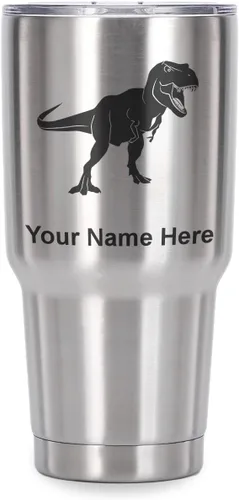 Miniatura 41 de LaserGram Vaso aislado al vacío de 20 onzas, dinosaurio Tiranosaurio Rex, grabado personalizado incluido (negro)