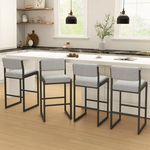 Miniatura 38 de SAECKBERG Taburetes de bar modernos de altura de mostrador, sillas de barra de 26 pulgadas de altura con respaldo, taburetes tapizados, taburetes