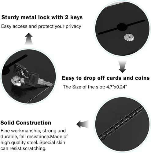 Miniatura 7 de xydled Caja de sugerencias montada en la pared con cerradura de llave, caja de depósito de metal para donación/boletas/votación/colección/llaves