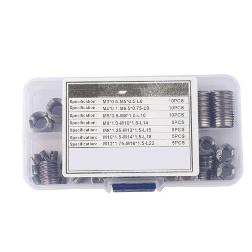 Miniatura 4 de Juego de 50 piezas de insertos de rosca interior de acero inoxidable 302 autorroscantes, herramienta de reparación de refuerzo, insertos roscados
