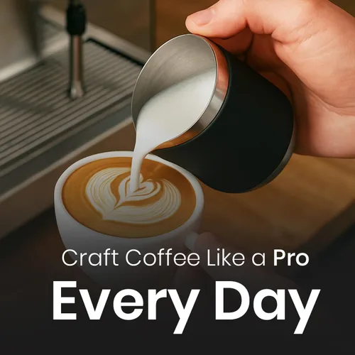 Miniatura 7 de Rattleware - Jarra Macchiato sin mango de 12 onzas, funda de silicona Control de arte latte sin mango