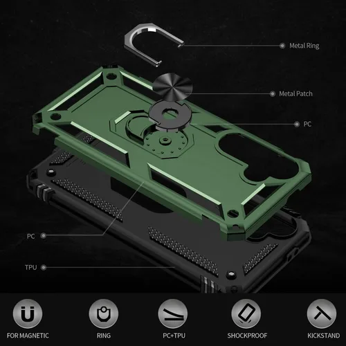 Miniatura 5 de Funda para Samsung Galaxy S24 FE: con protector de pantalla, fundas protectoras de grado militar con soporte de anillo de dedo para Samsung S24 FE
