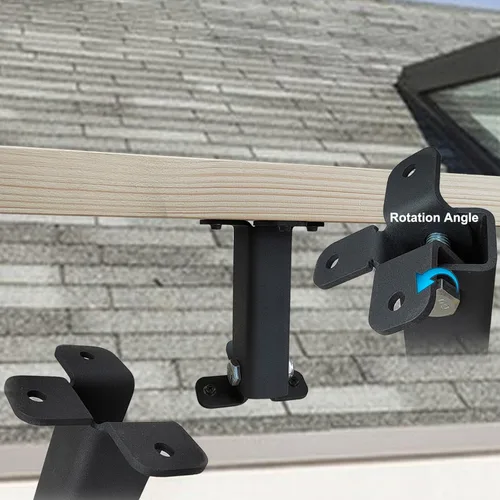Miniatura 5 de Kit de soporte de viga elevadora de techo, soportes de pérgola de montaje en techo, soporte de techo ajustable, resistente, negro, poste elevador
