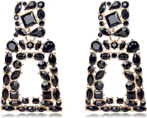 KELMALL Aretes Colgantes de Pedrería Geométricos Gruesos para Mujeres Aretes Colgantes Rectangulares Audaces de Declaración, Joyería de Moda en