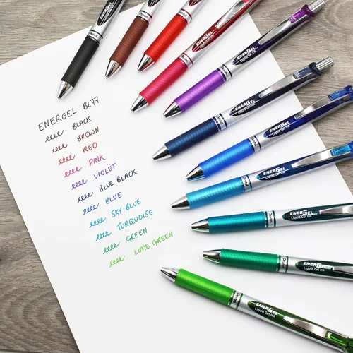Miniatura 2 de Pentel EnerGel XM BL77 - Bolígrafo retráctil de tinta de gel líquido, 0.028 in, 54% reciclado, tinta negra, paquete de 12 en embalaje de regalo