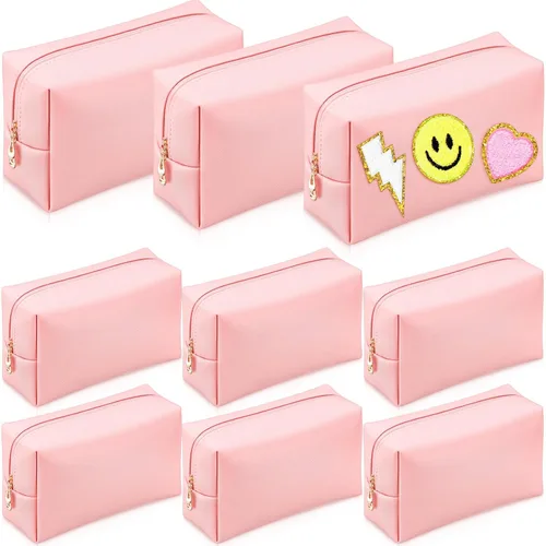 Miniatura 13 de Sanwuta 9 bolsas de maquillaje a granel de poliuretano con doble cremallera, bolsa de cosméticos, artículos de tocador de maquillaje, bolsa pequeña