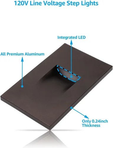 Miniatura 8 de LEONLITE - Luces LED para escalones de 3CCT 120V, 3.5W 110LM regulables del 5% al 100%, impermeables para interiores y exteriores, verticales, luz