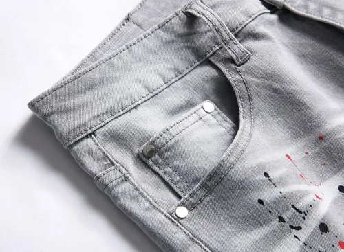 Miniatura 3 de AITITIA Jeans elásticos rasgados de ajuste regular para hombre
