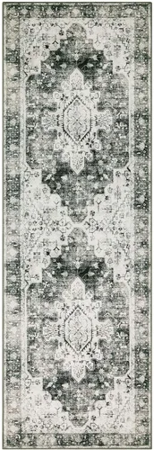 Miniatura 8 de Moynesa Alfombra de pasillo ultra fina lavable de 2 x 6 pies, antideslizante, resistente a las manchas, alfombra vintage que no desprende para Gris