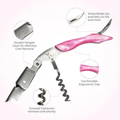 Miniatura 2 de Wino Wine Key! - Abridor de vino sacacorchos de sumiller profesional Rosa Rosa