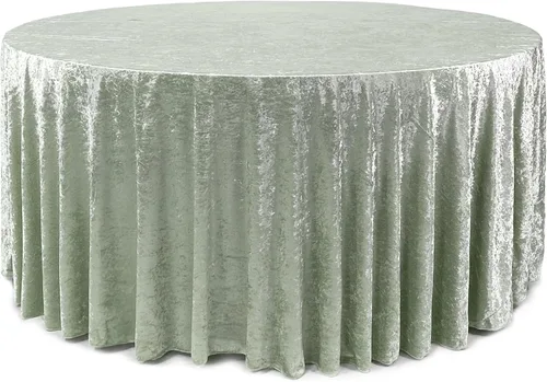 Miniatura 8 de YOUR CHAIR COVERS - Mantel redondo de terciopelo triturado de 120 pulgadas para mesas redondas de 5 pies - Azul polvoriento Azul empolvado