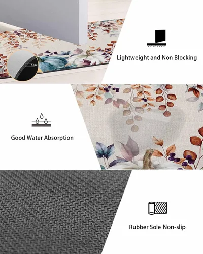 Miniatura 3 de Alfombra de baño elegante con diseño de calabaza para bañera, antideslizante, de secado rápido y absorbente, de tierra de diatomeas, para fregadero