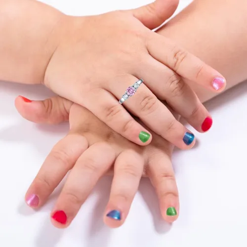 Miniatura 2 de Anillos clásicos de piedra natal para niñas y mujeres, tallas 1-10, circonita cúbica, acero inoxidable, anillo de cumpleaños, para madre, hija