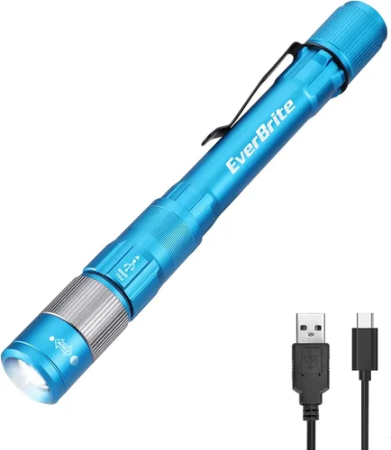 Miniatura 16 de EverBrite Paquete de 2 mini bolígrafos de luz, linterna recargable de bolsillo con cable USB C, 4 modos de luz, linterna pequeña de 300 lúmenes